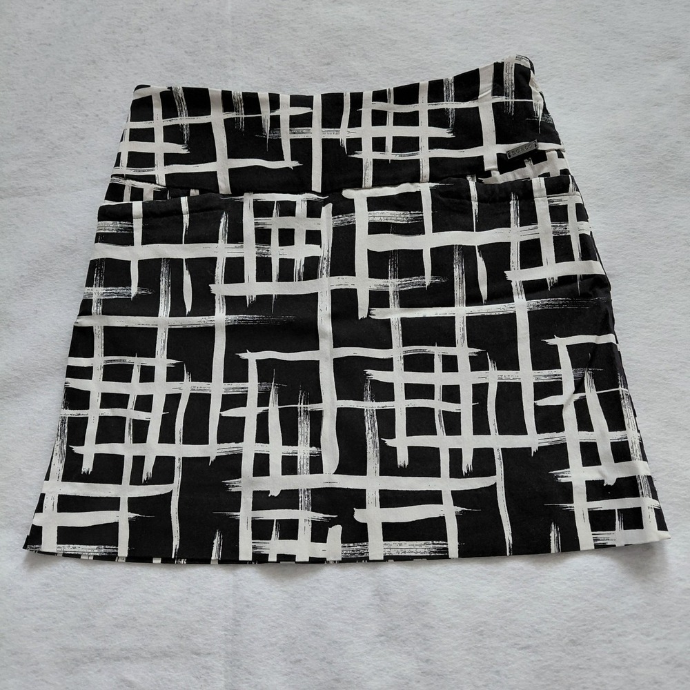 SC&CO Womens Mini Skort Black White Grid Print Abstract Size L Casual